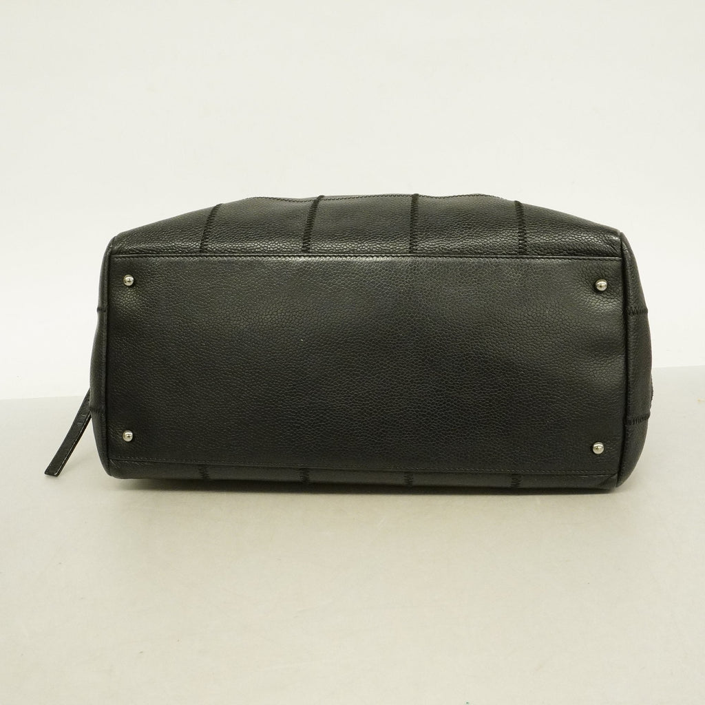 Chanel Chocolate Bar Shoulder Bag Women's Caviar Leather Shoulder Bag Black