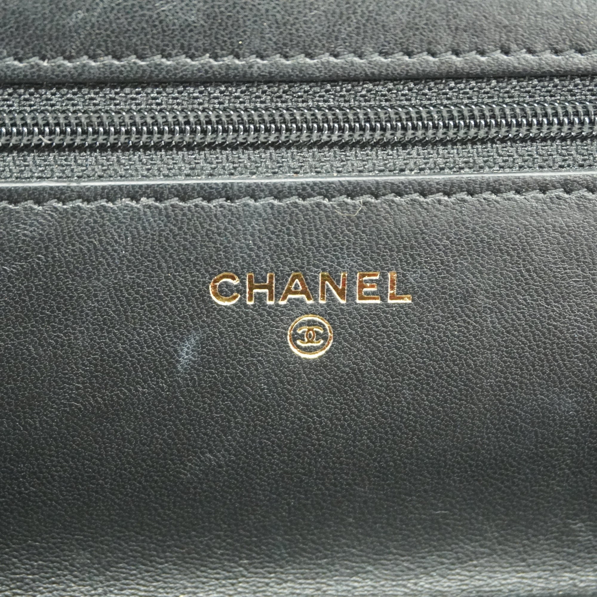 CHANELAuth  Matelasse Chain Shoulder Gold Hardware Lambskin Wallet Black