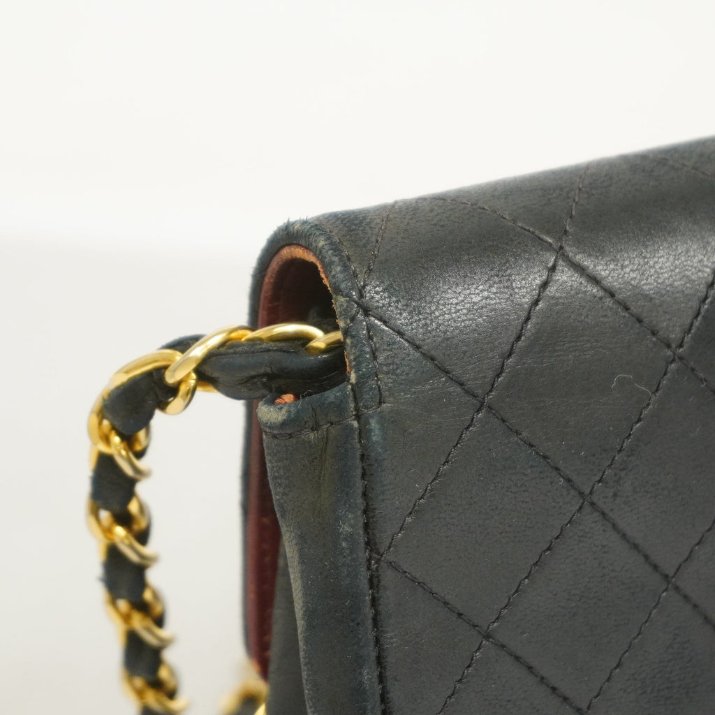 CHANEL  Matelasse Chain Shoulder Lambskin Women's Leather Shoulder Bag Black