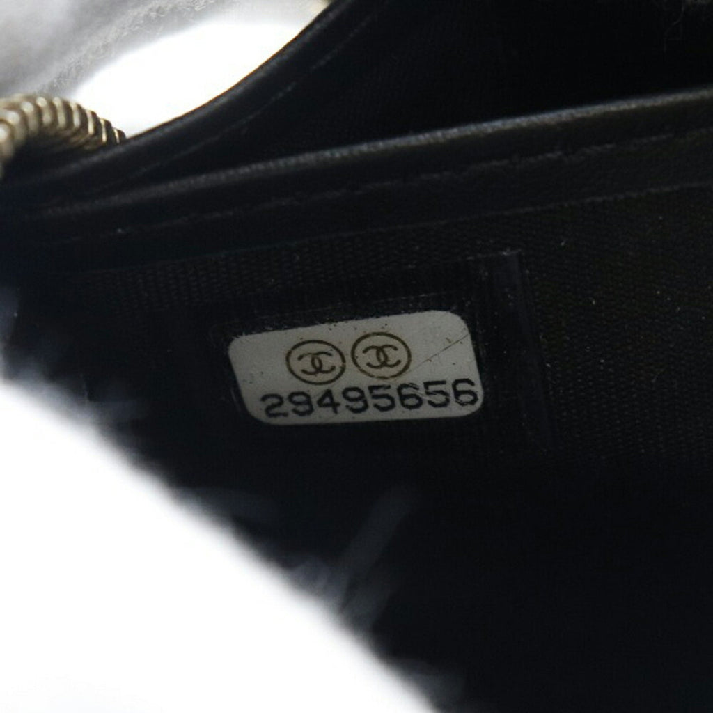 CHANEL Camellia Emboss Cocomark A82281 Matte Caviar Skin Black Women's Long Wallet