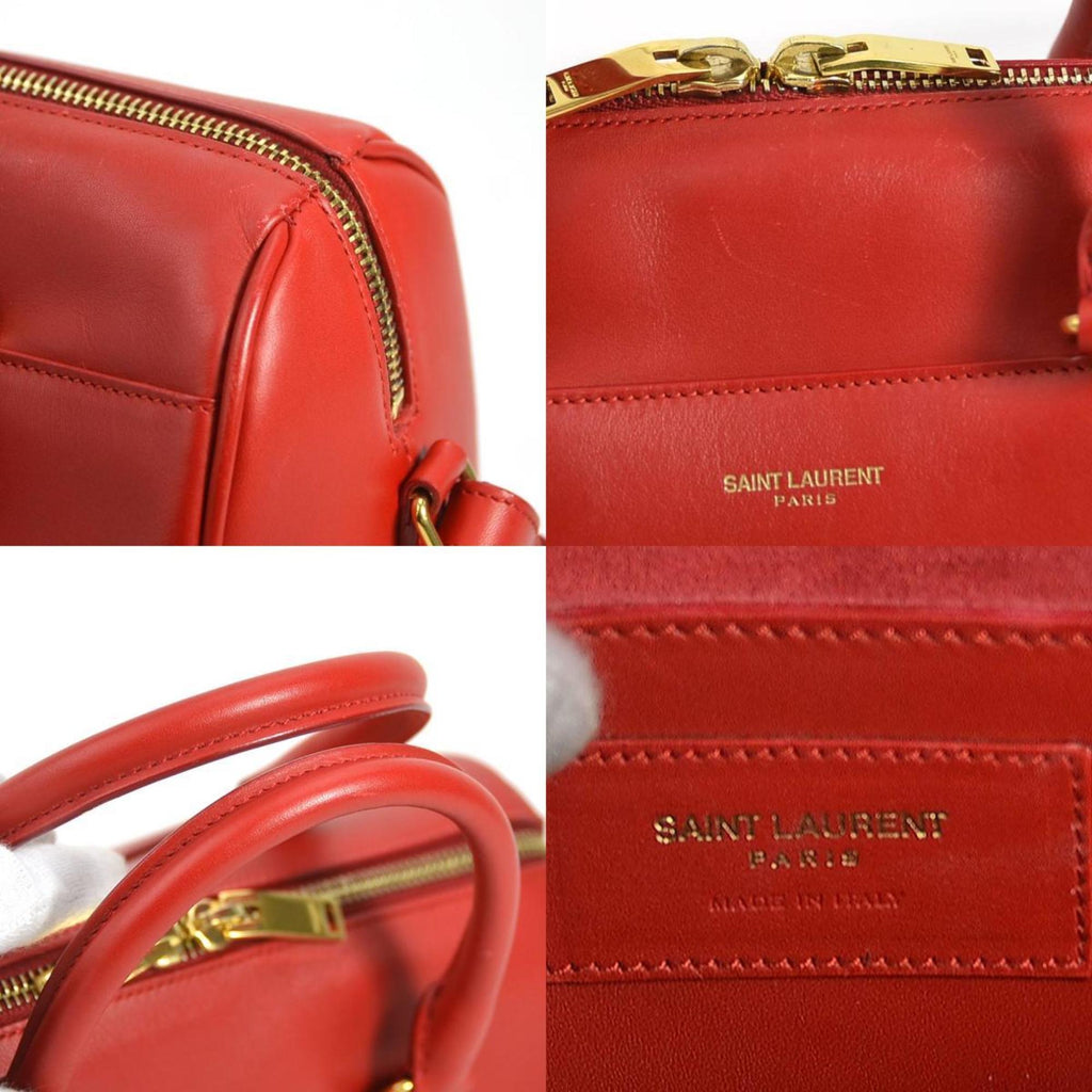SAINT LAURENT Handbag Shoulder Bag Baby Duffle Leather Red Gold Women's e55995f