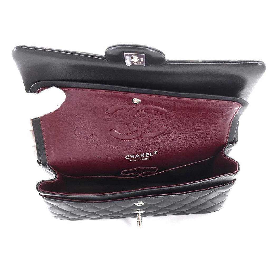 CHANEL Matelasse 25 Chain Shoulder Bag Leather Black A01112 Silver Hardware