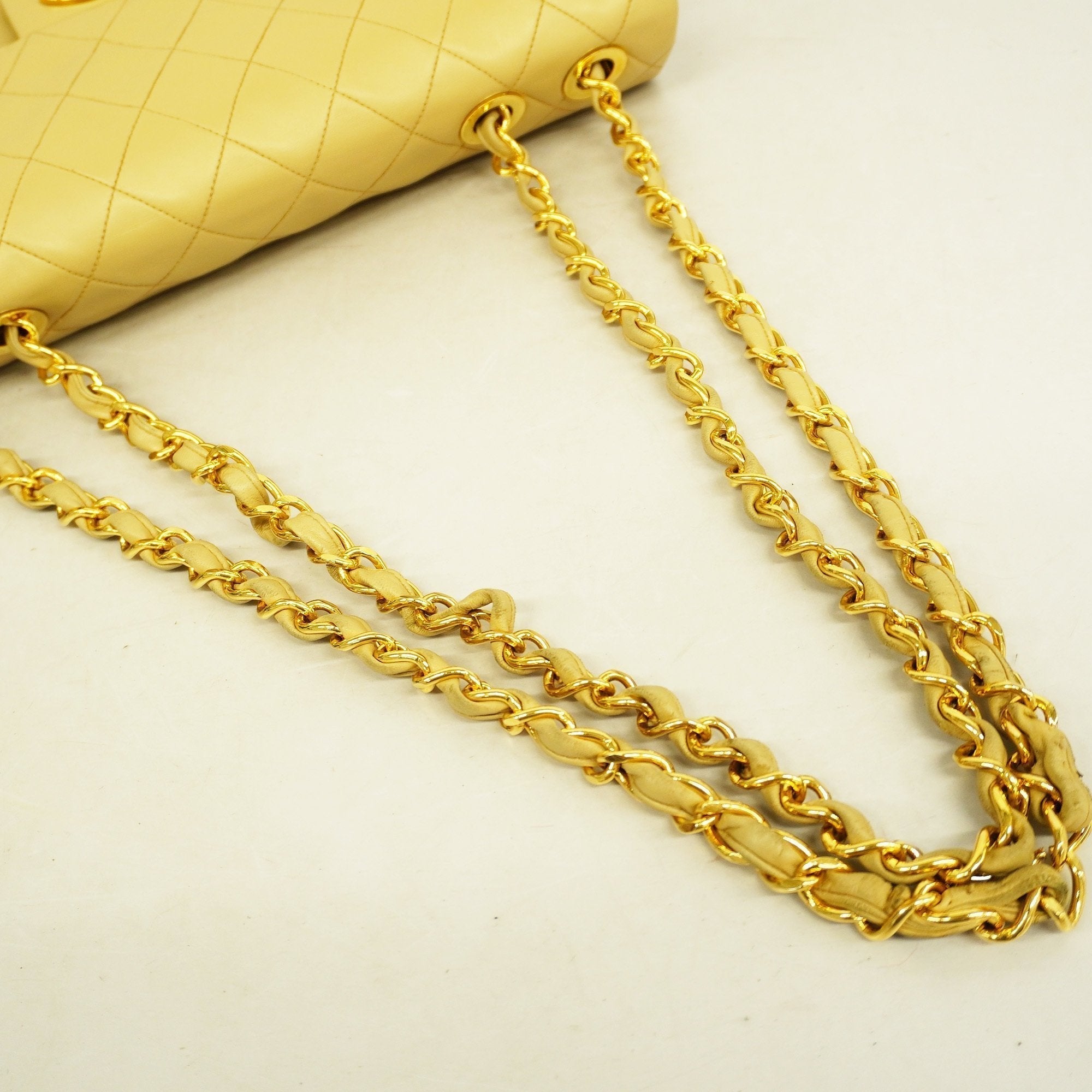 Chanel Matelasse Big Matelasse W Chain Women's Leather Shoulder Bag Beige