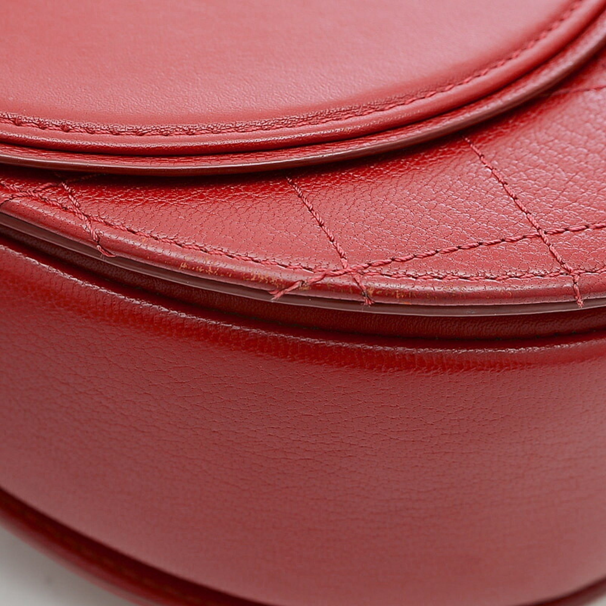 CHANEL matelasse 2-way chain bag leather red gold hardware