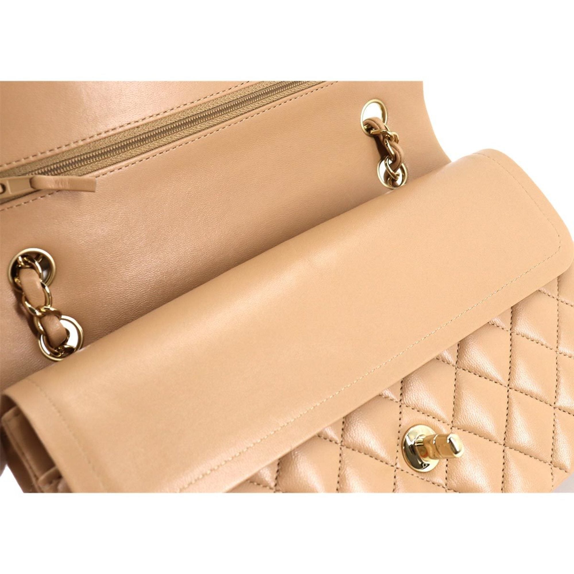 Chanel matelasse 25 chain shoulder bag leather beige A01112 gold metal fittings here mark Matelasse Bag