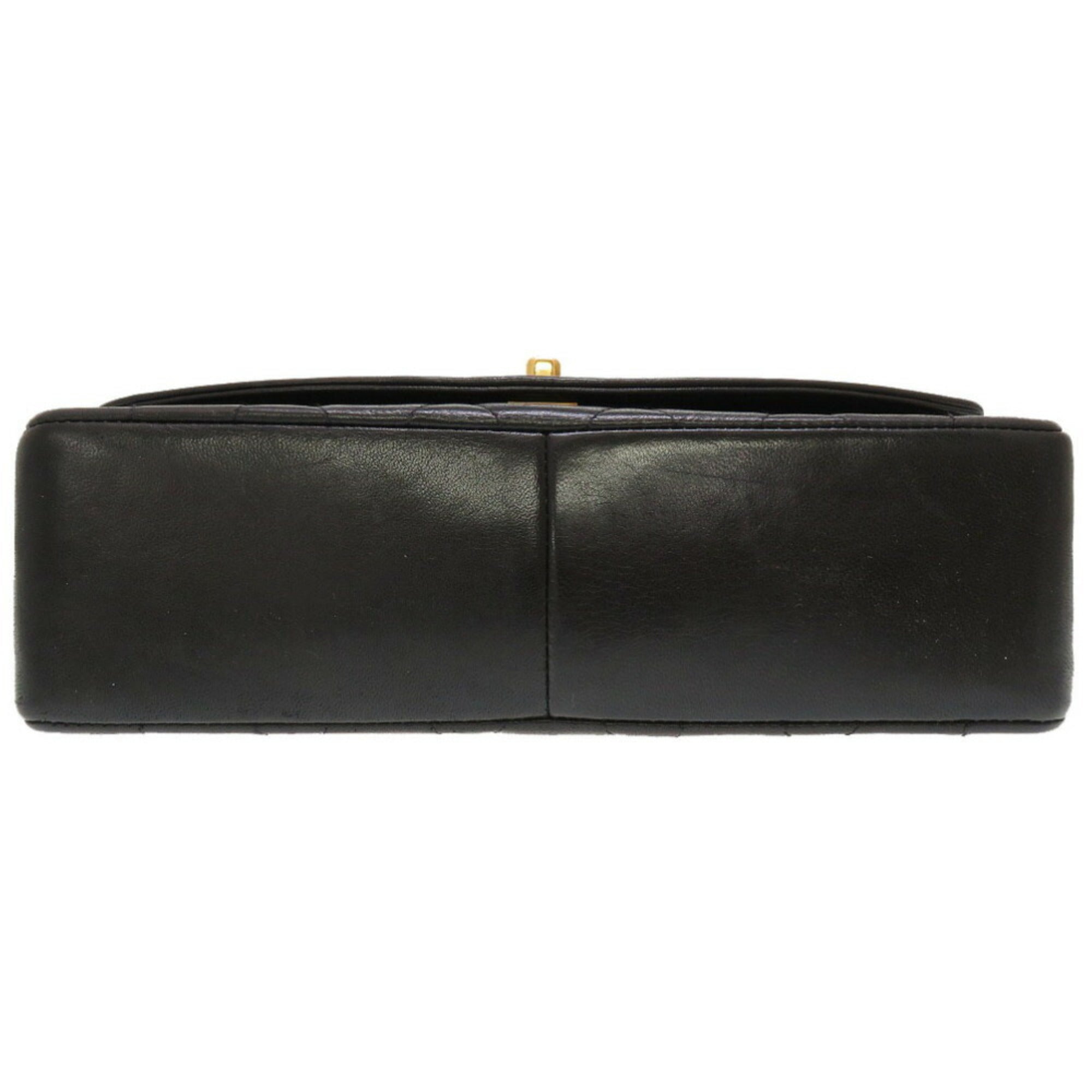 CHANEL Diana Matelasse 25 Lambskin Black Gold Chain Shoulder Bag Coco Mark