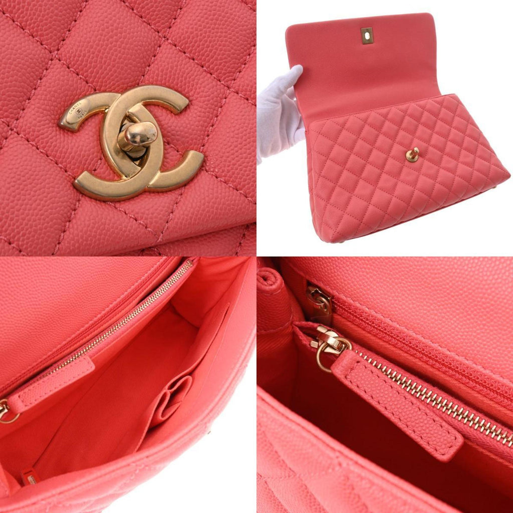CHANEL Matelasse Coco Handle 28 Pink A92991 Ladies Caviar Skin Bag