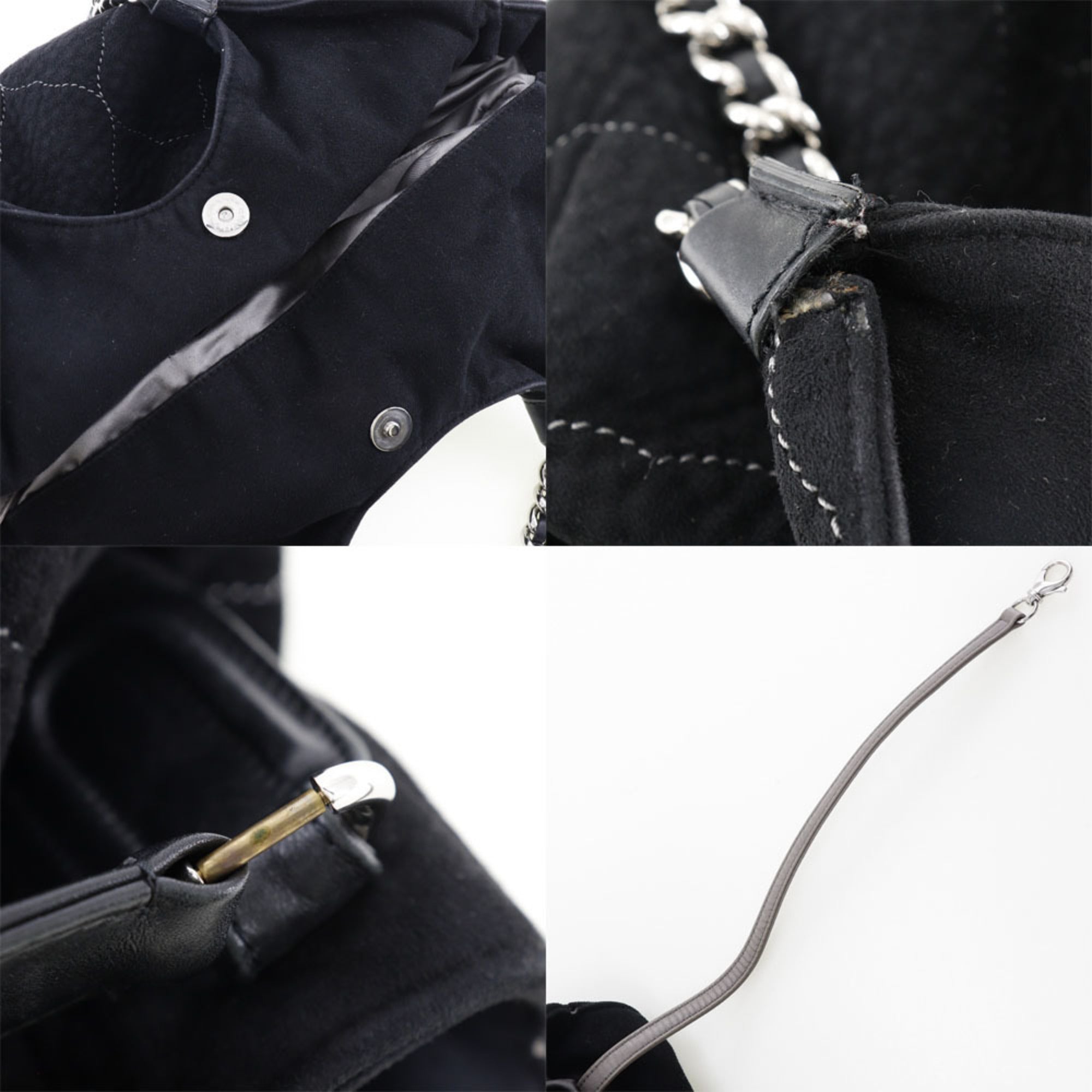 CHANEL Coco Mark Handbag 2WAY Shoulder A40394 Mouton Black/Silver Hardware Women's