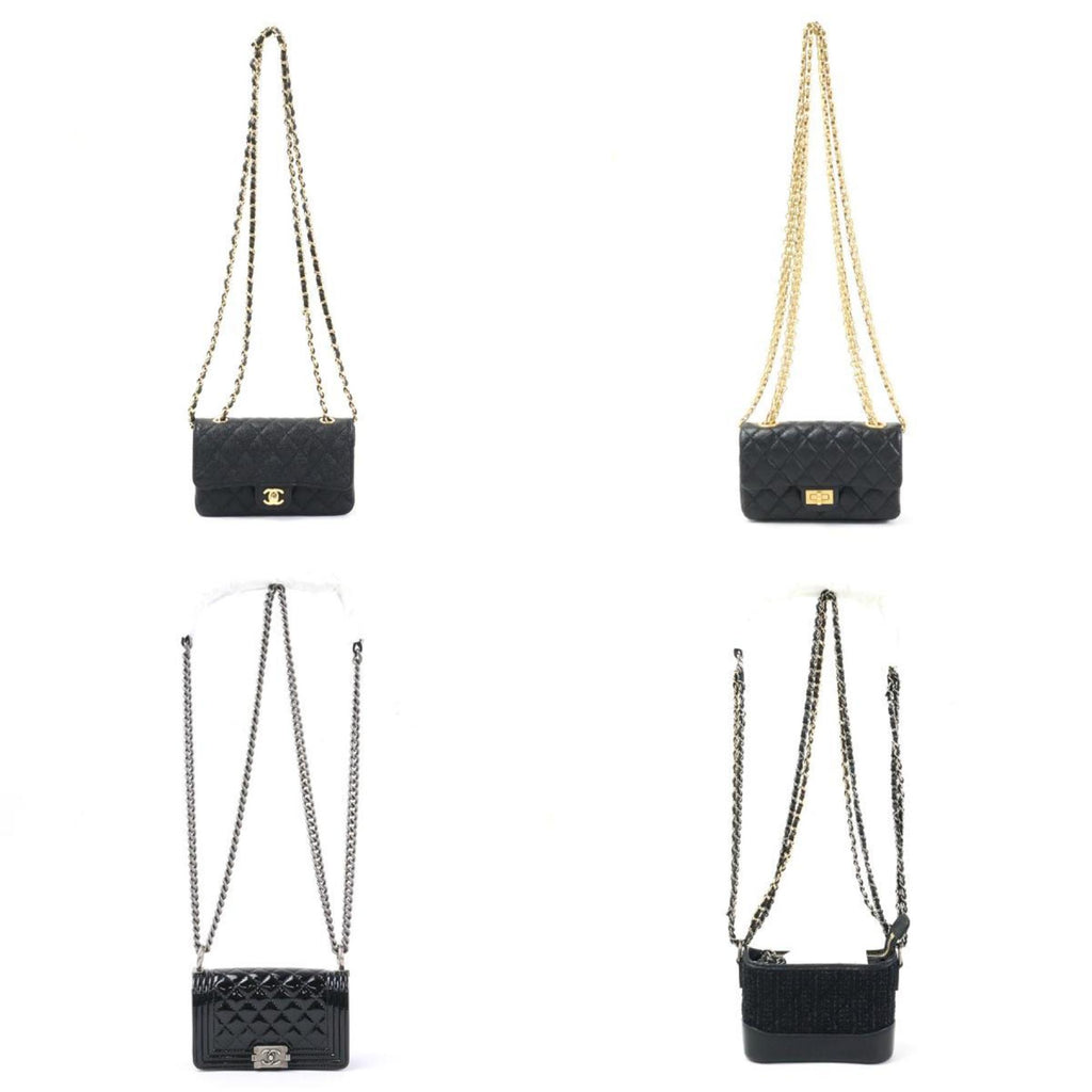 CHANEL Diagonal Shoulder Bag Trunk Mini 4 Piece Set Success Story Leather Black Women's