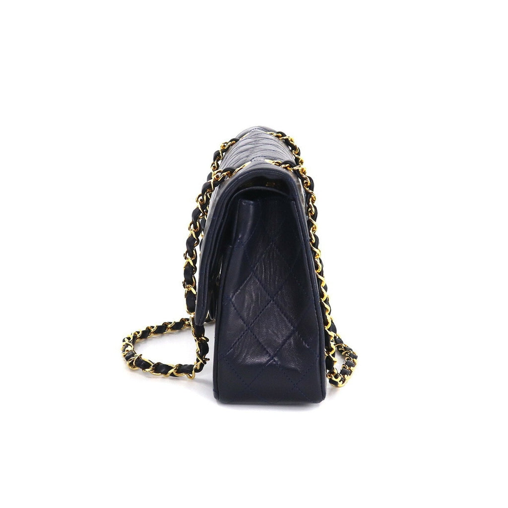 Chanel matelasse 25 chain shoulder bag leather navy A01112 gold metal fittings vintage Matelasse Bag