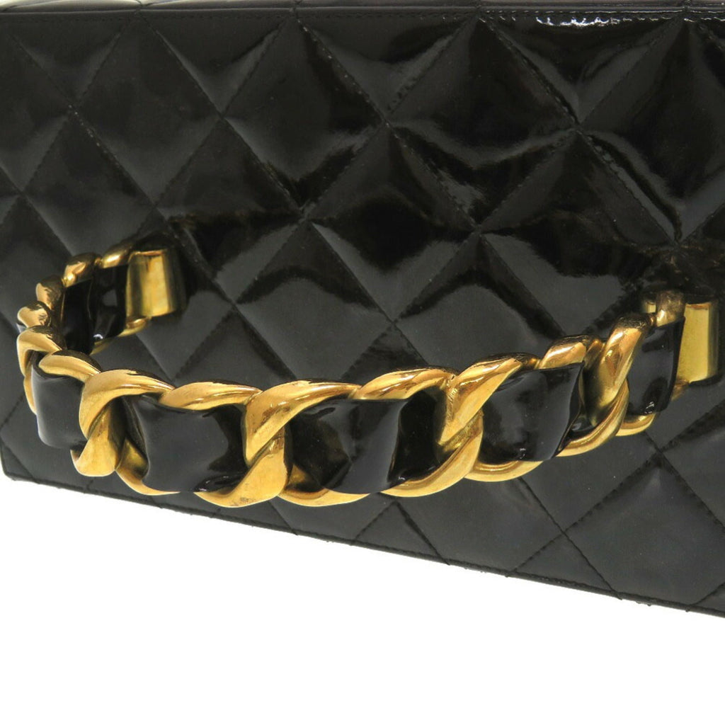 CHANEL Matelasse Enamel Black Cocomark Turnlock Vanity Bag
