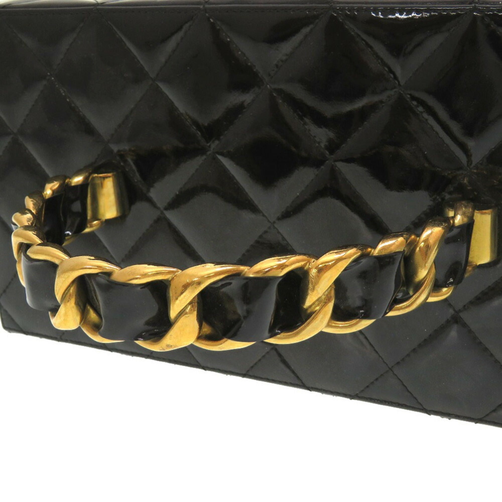 CHANEL Matelasse Enamel Black Cocomark Turnlock Vanity Bag