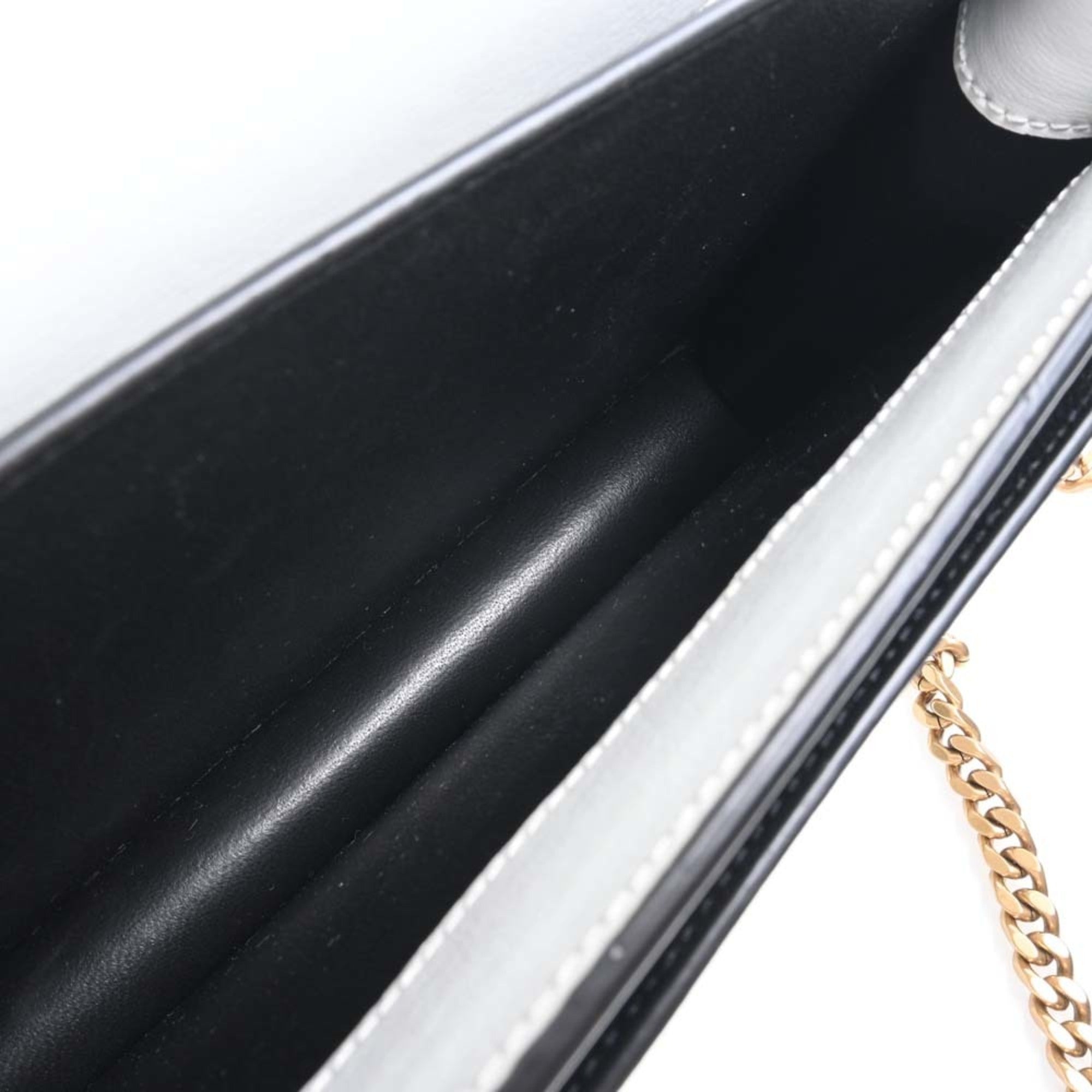 SAINT LAURENT Sunset Leather Chain Shoulder Bag 442906 Black White Ladies