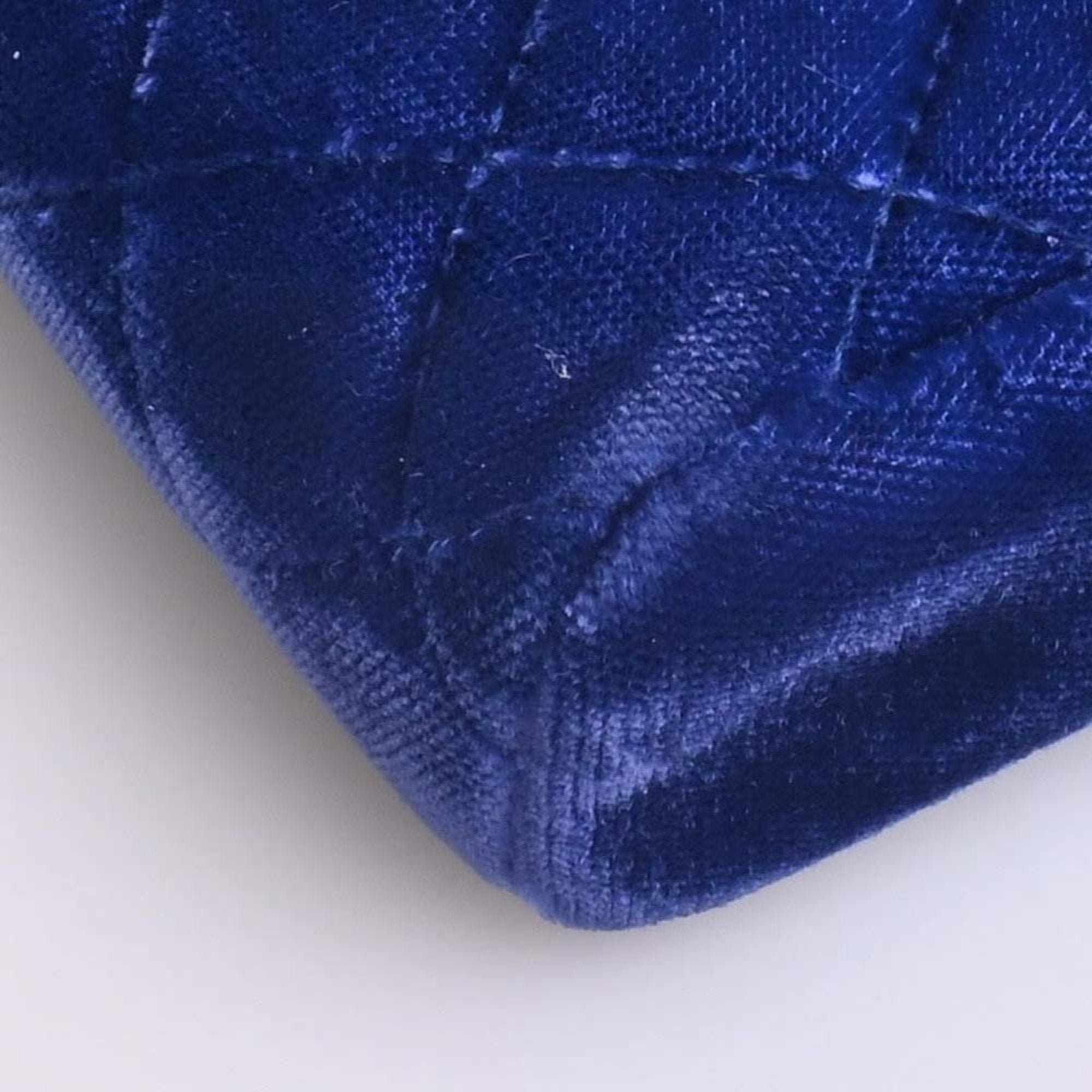 CHANEL Velor Matelasse Coco Mark Chain Shoulder Pouch Blue Ladies