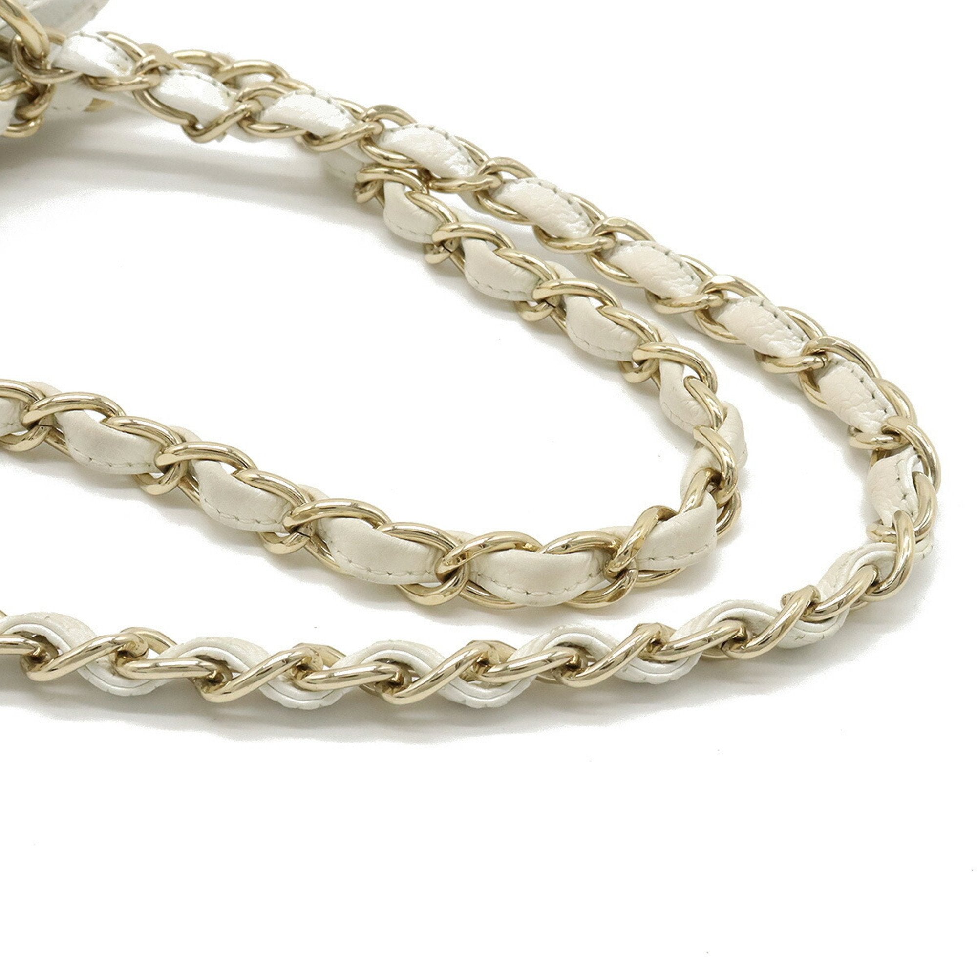 CHANEL matelasse chain tote bag shoulder caviar skin leather white