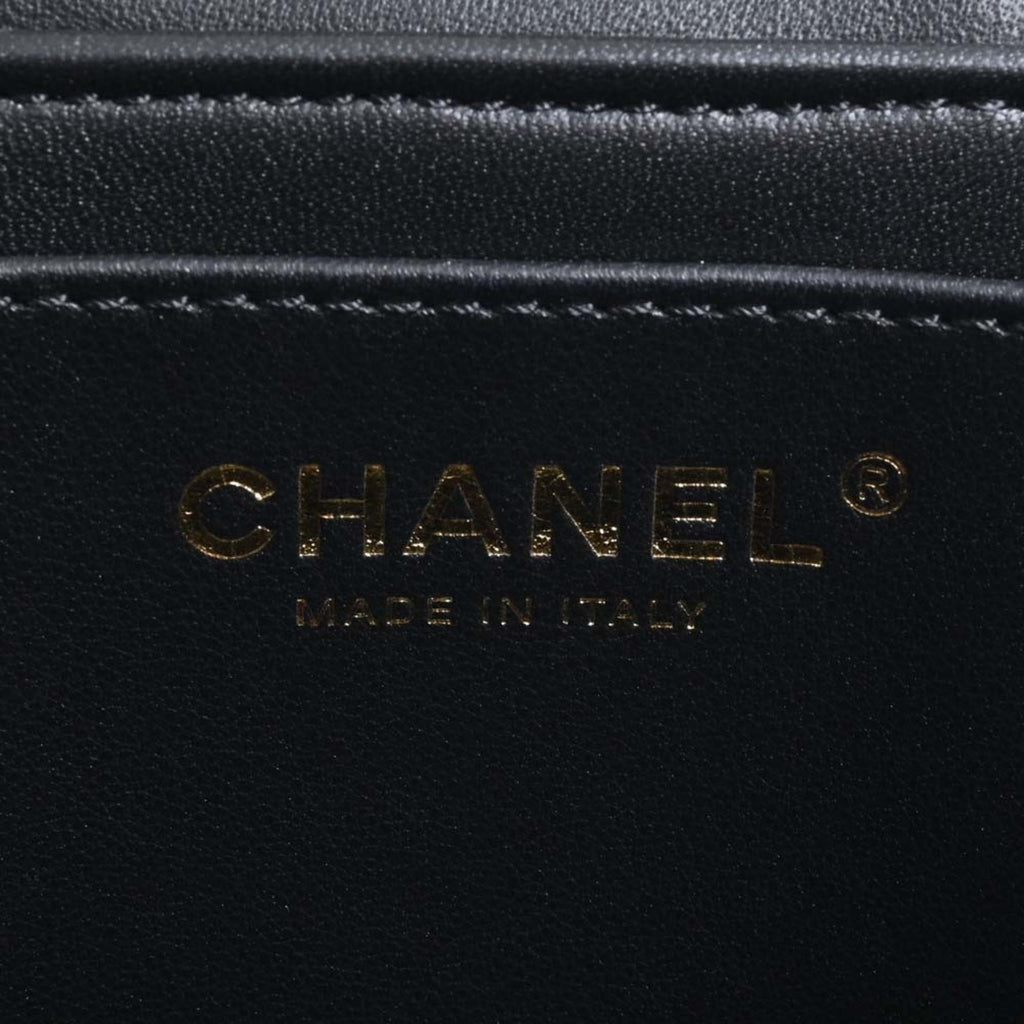 CHANEL Lambskin Matelasse Coco Mark Vanity Bag Chain Shoulder Black Women's
