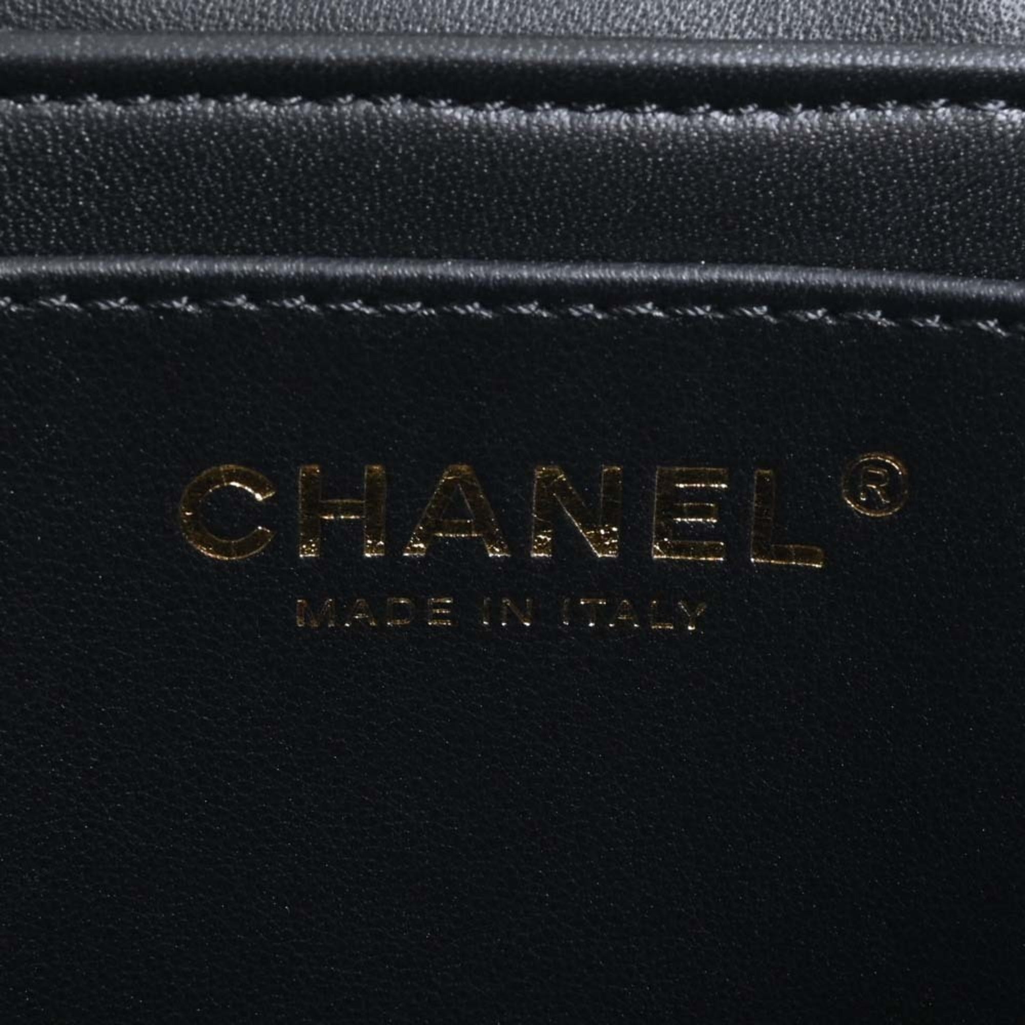 CHANEL Lambskin Matelasse Coco Mark Vanity Bag Chain Shoulder Black Women's