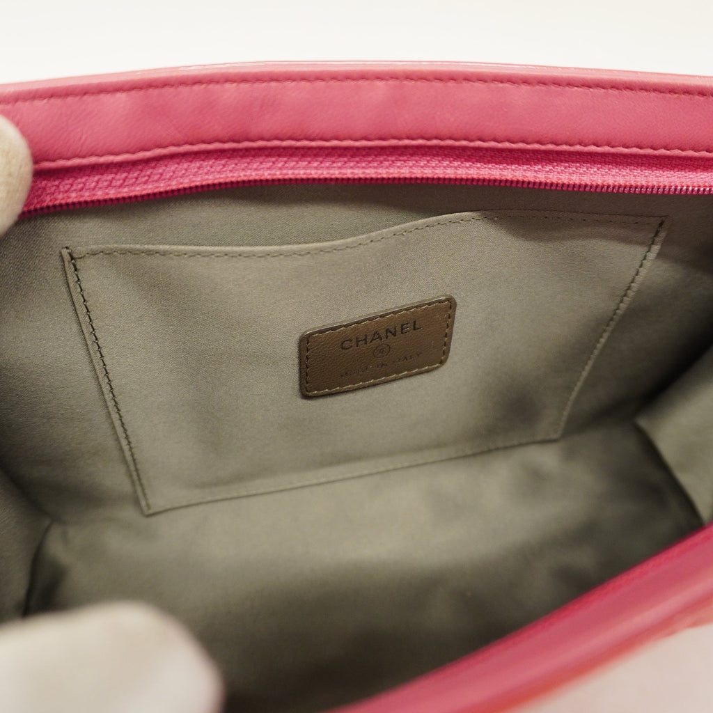 CHANELAuth  Icon Icon Women's Patent Leather,Rayon Handbag Pink