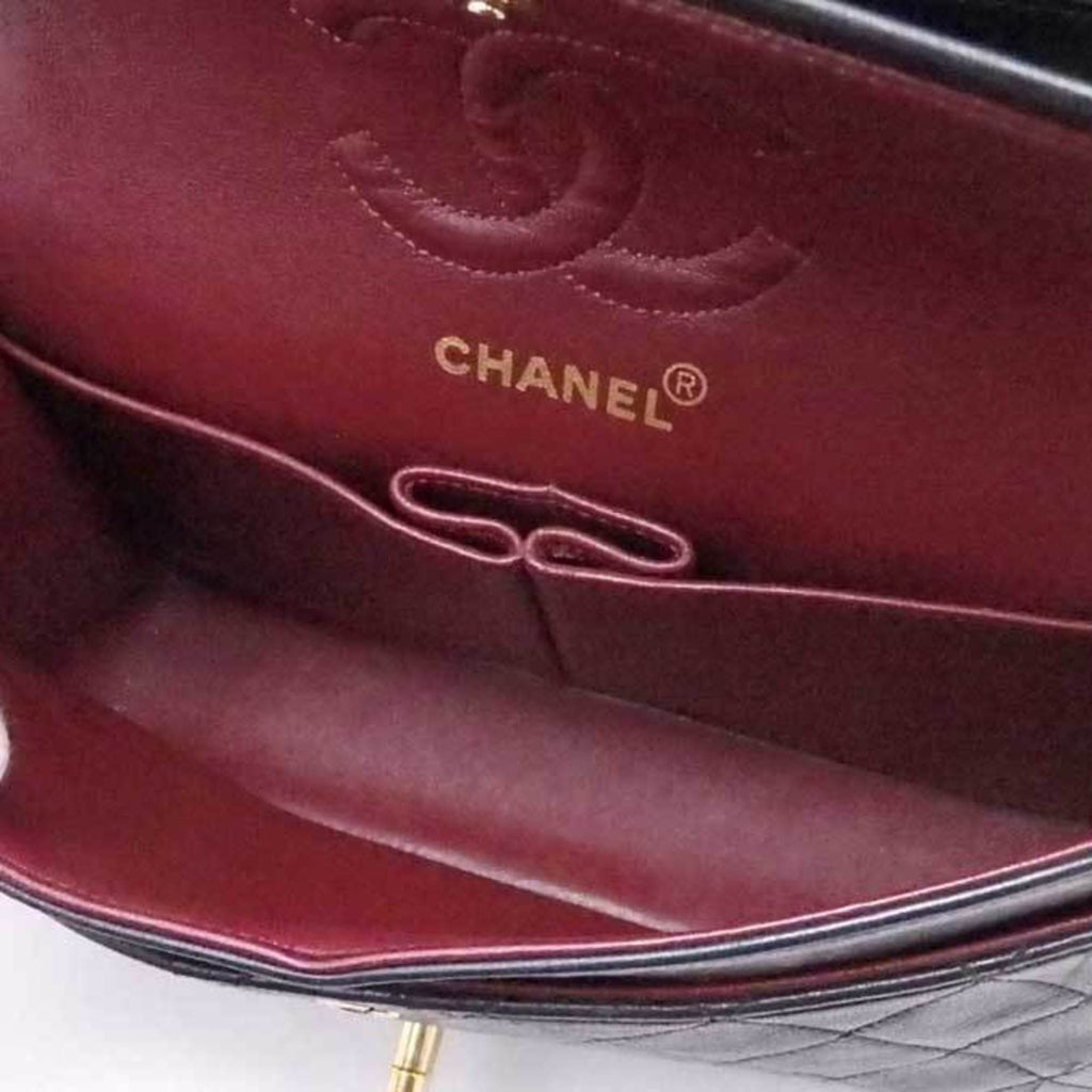 CHANEL shoulder bag matelasse leather / metal black x gold ladies