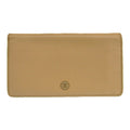 CHANEL Leather Coco Button Bifold Long Wallet Beige Ladies