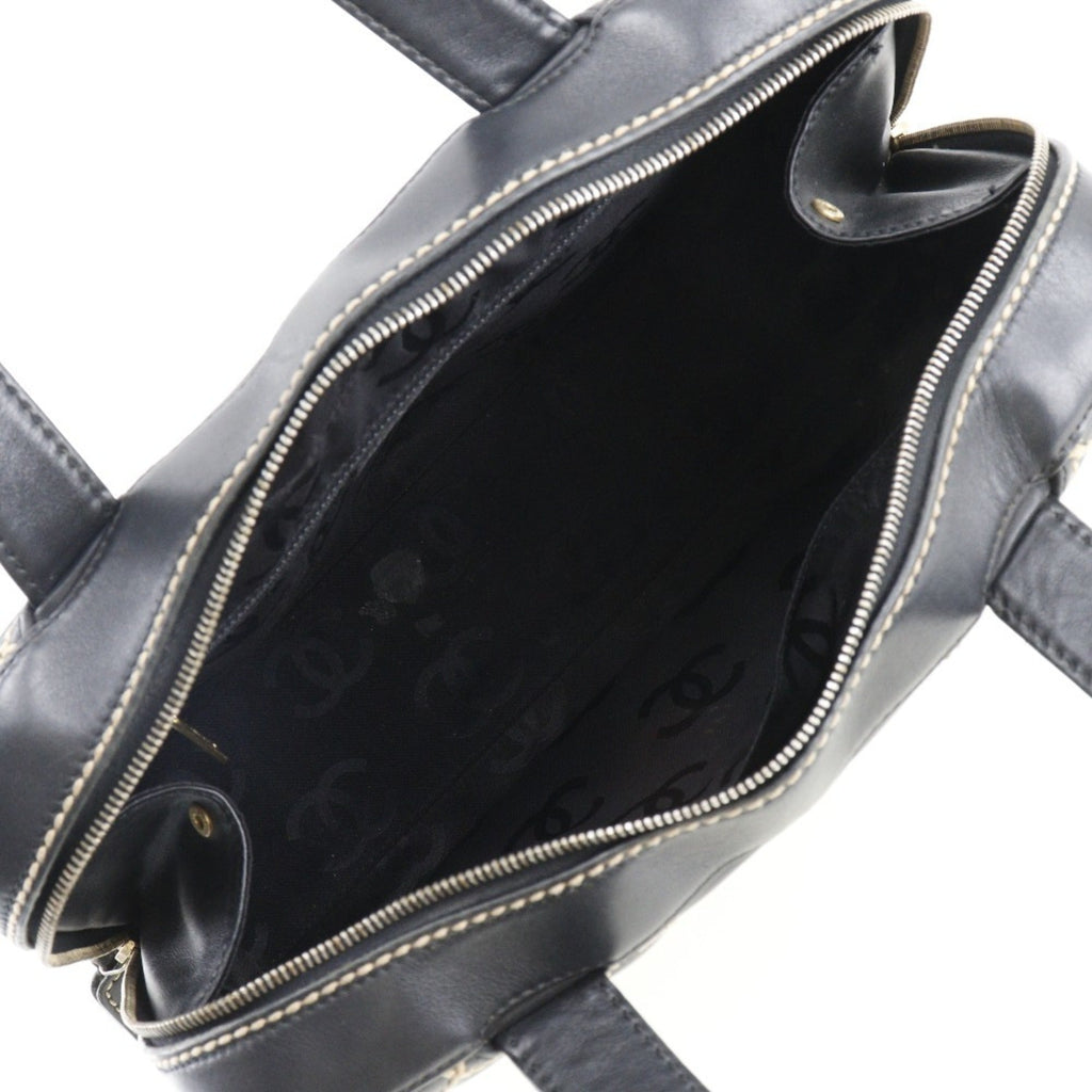 CHANEL Wild Stitch Handbag Mini Boston A14692 Calf Black Ladies