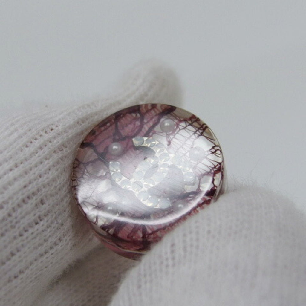 CHANEL earrings here mark circle pink clear