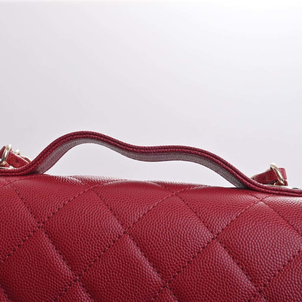 CHANEL Caviar Skin Matelasse Affinity Coco Mark Chain Shoulder Bag Red Ladies