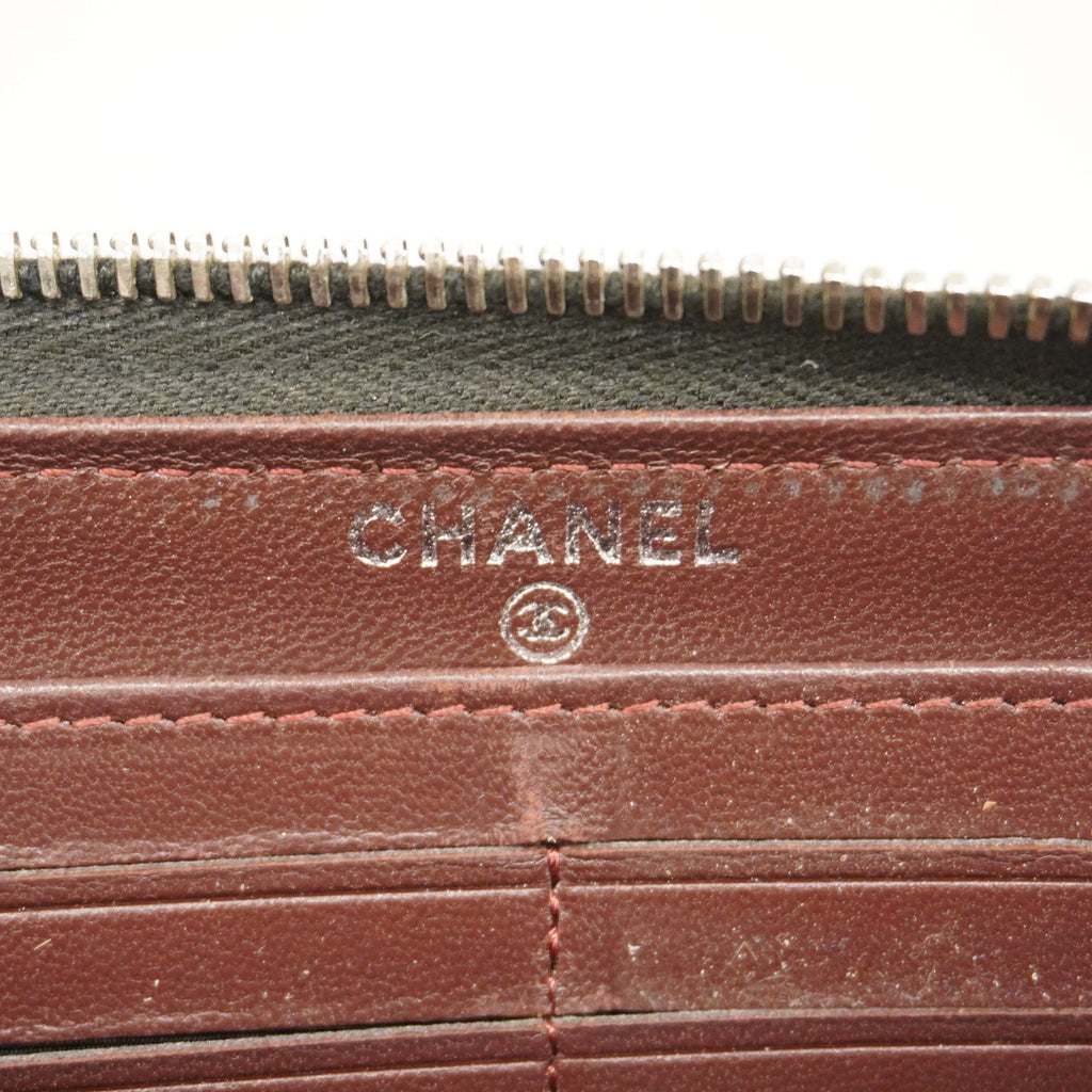 CHANELAuth  Matelasse Long Wallet Silver Metal Fittings Women's Lambskin Black