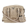 Prada handbag BL0759 nappa leather CAMMEO beige 2WAY shoulder bag tote gather