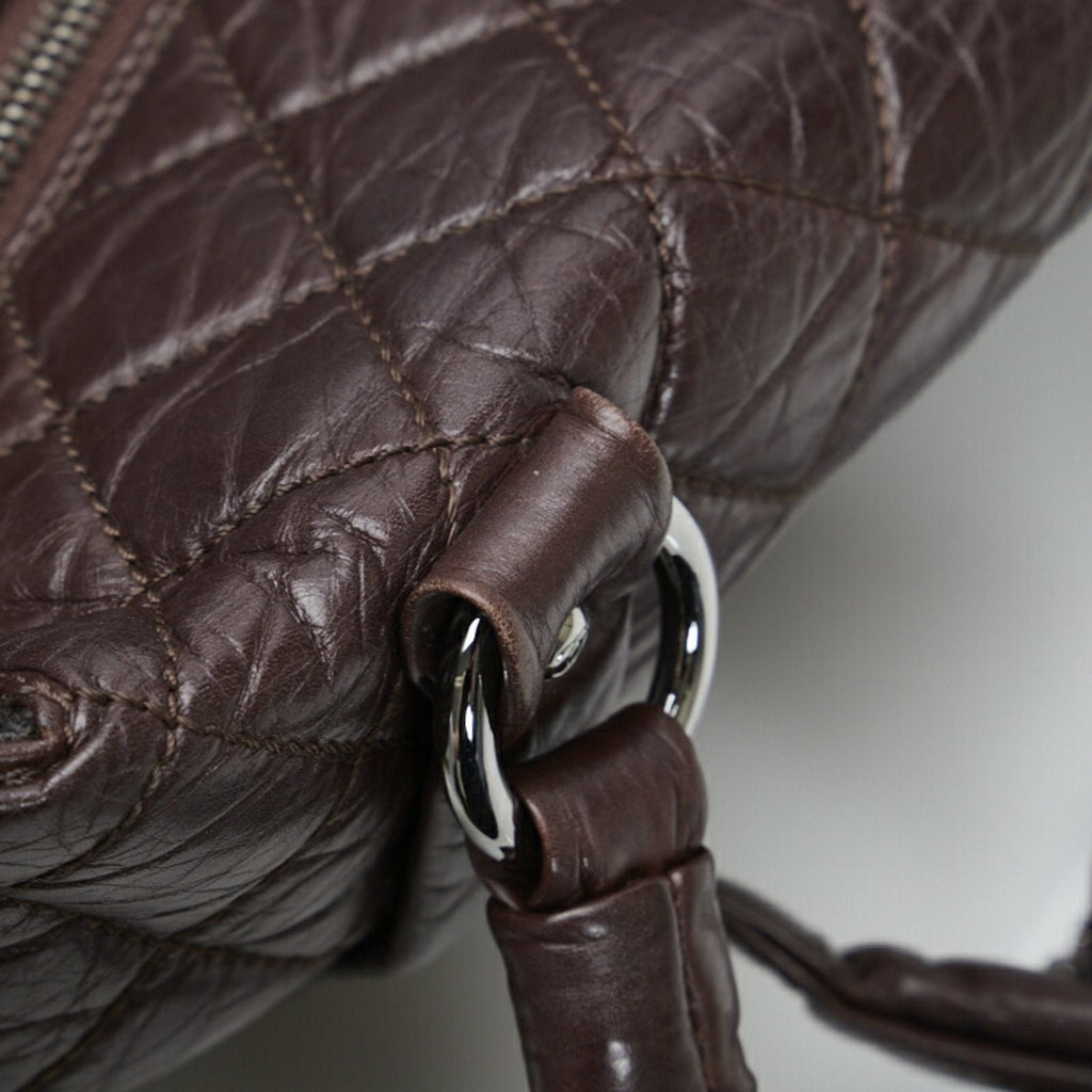 CHANEL Cocomark Luxury Line Chain Shoulder Bag Tote Brown Silver Leather Ladies