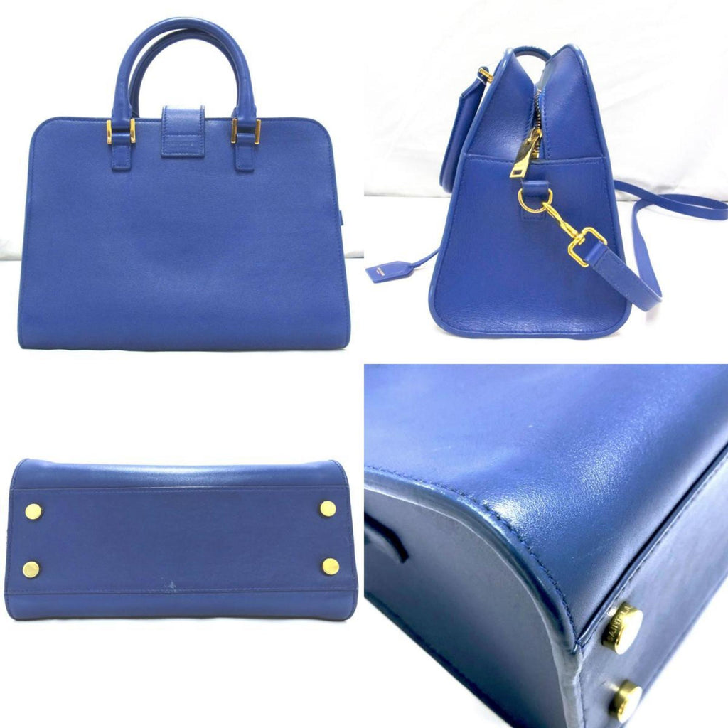 SAINT LAURENT Handbag Shoulder Bag Baby Kabas Leather Blue Ladies 372087