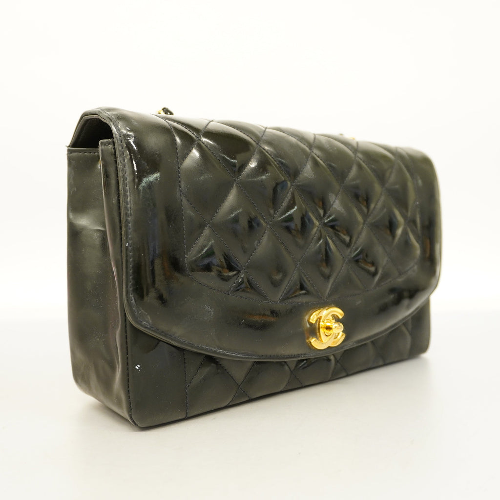 CHANELAuth  Matelasse Diana Flap Chain Shoulder Women's Leather Shoulder Bag