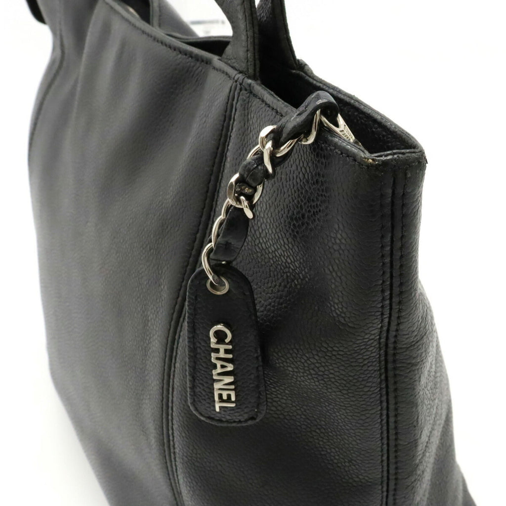 CHANEL here mark tote bag shoulder caviar skin black