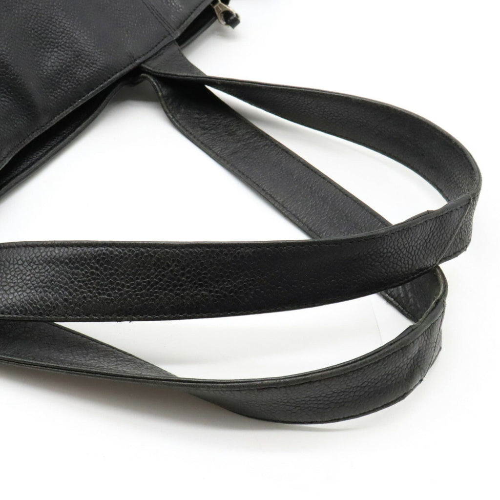 CHANEL here mark tote bag shoulder caviar skin black