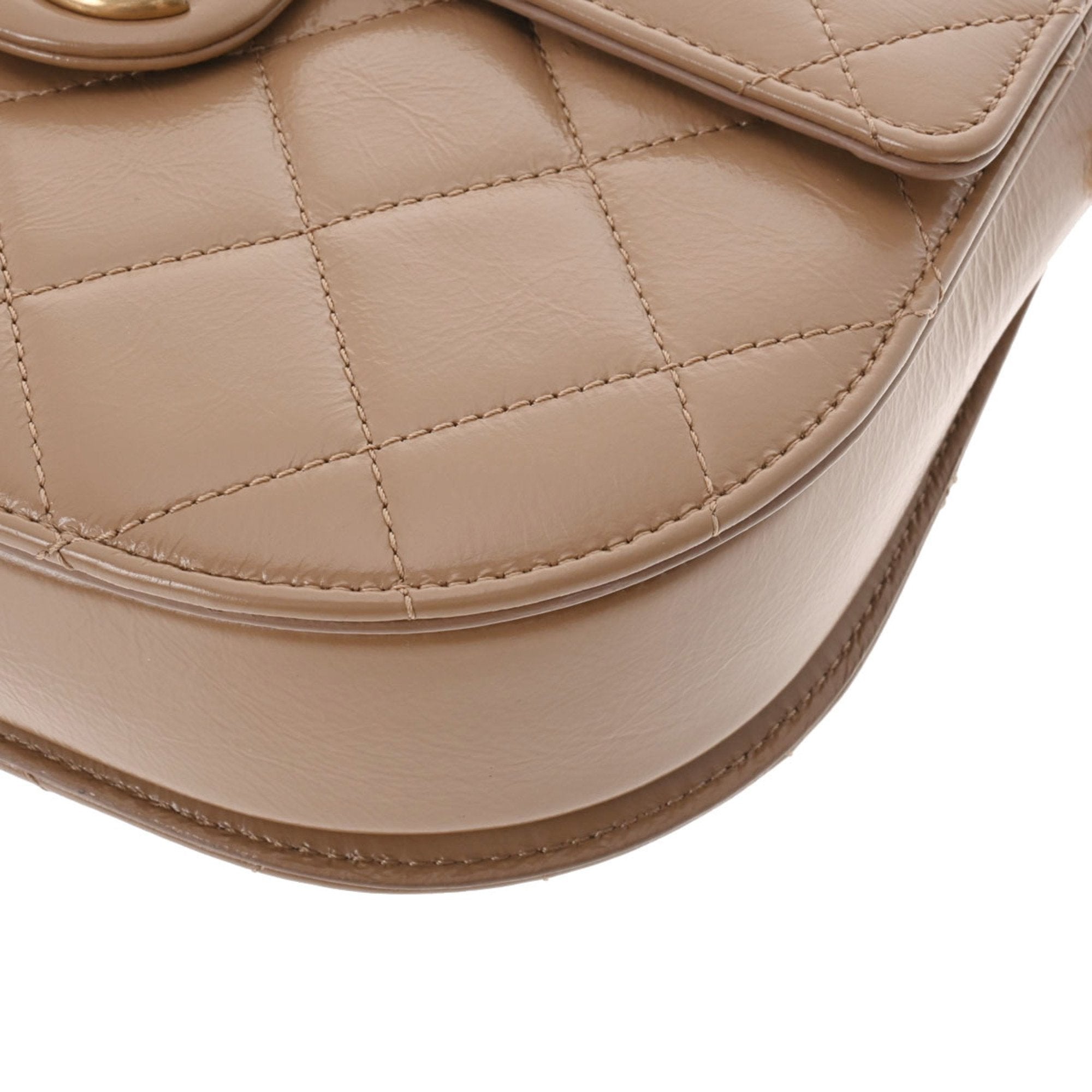 CHANEL matelasse chain shoulder beige ladies lambskin bag