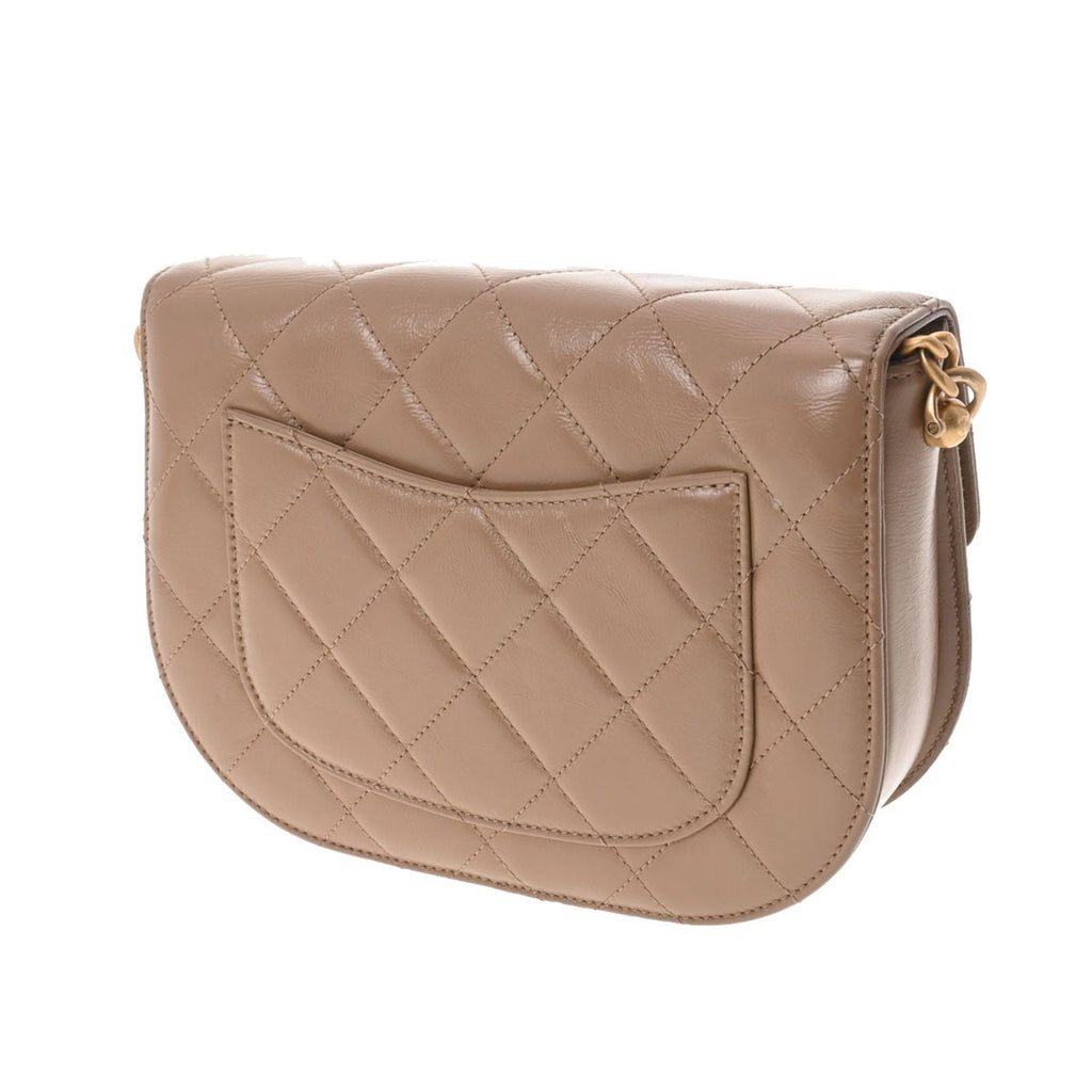 CHANEL matelasse chain shoulder beige ladies lambskin bag