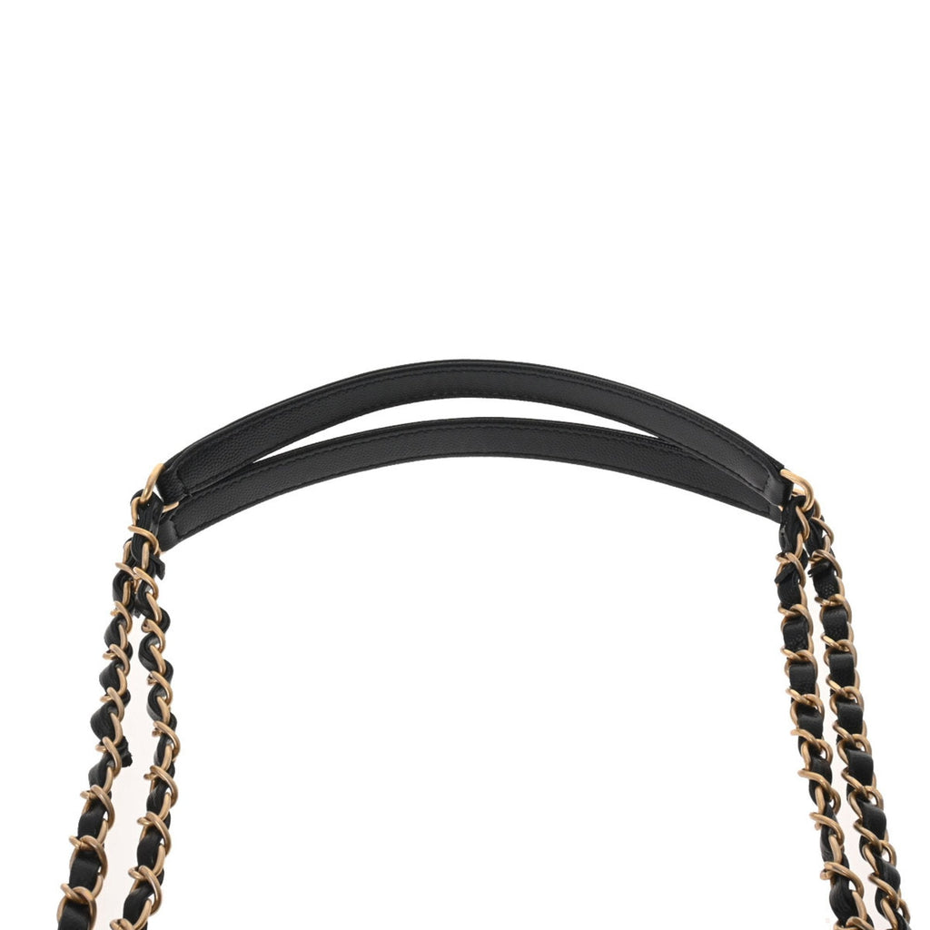 CHANEL Deauville Studded Tote Black A57067 Ladies Caviar Skin Bag