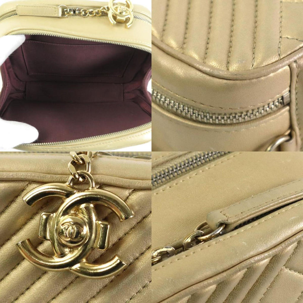CHANEL Diagonal Shoulder Bag Matelasse Leather/Metal Gold Women's