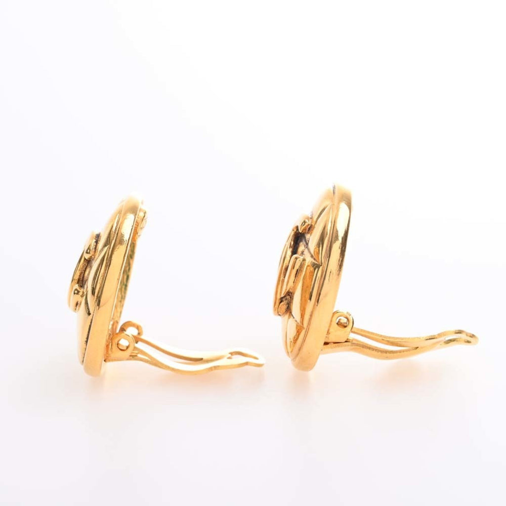 CHANEL Matelasse Coco Mark Round Earrings Gold Women's