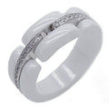 CHANEL Ring Women's 750WG White Ceramic Diamond Ultra T49 Approx. No. 8 Polished