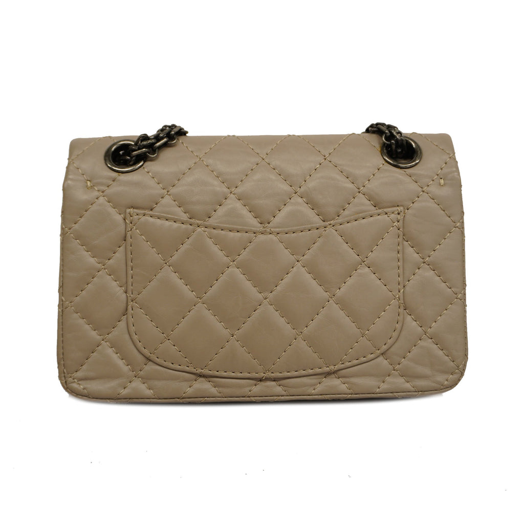 CHANELAuth  2.55 W Flap W Chain Lambskin Women's Leather Shoulder Bag Grayish