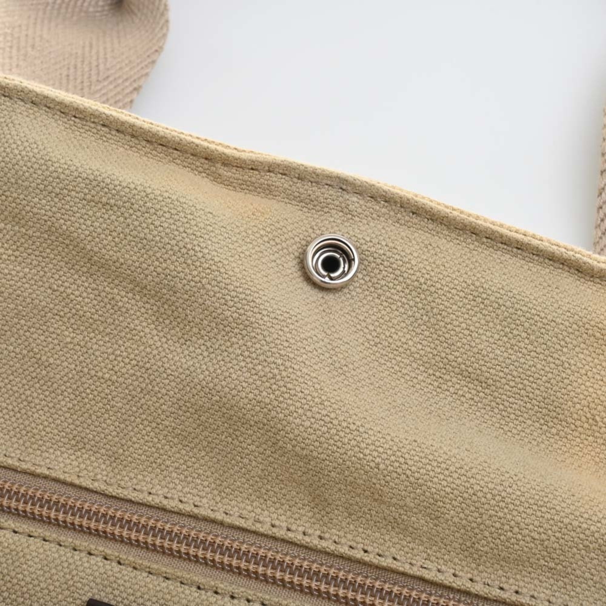 YVES SAINT LAURENT Canvas Tote Bag Beige Women's