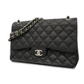 CHANEL  Matelasse W Flap W Chain Women's Caviar Leather Shoulder Bag Black