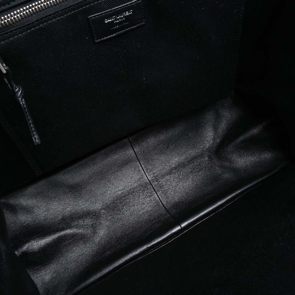 SAINT LAURENT Leather Rive Gauche Small Tote Bag 686266 Black Ladies