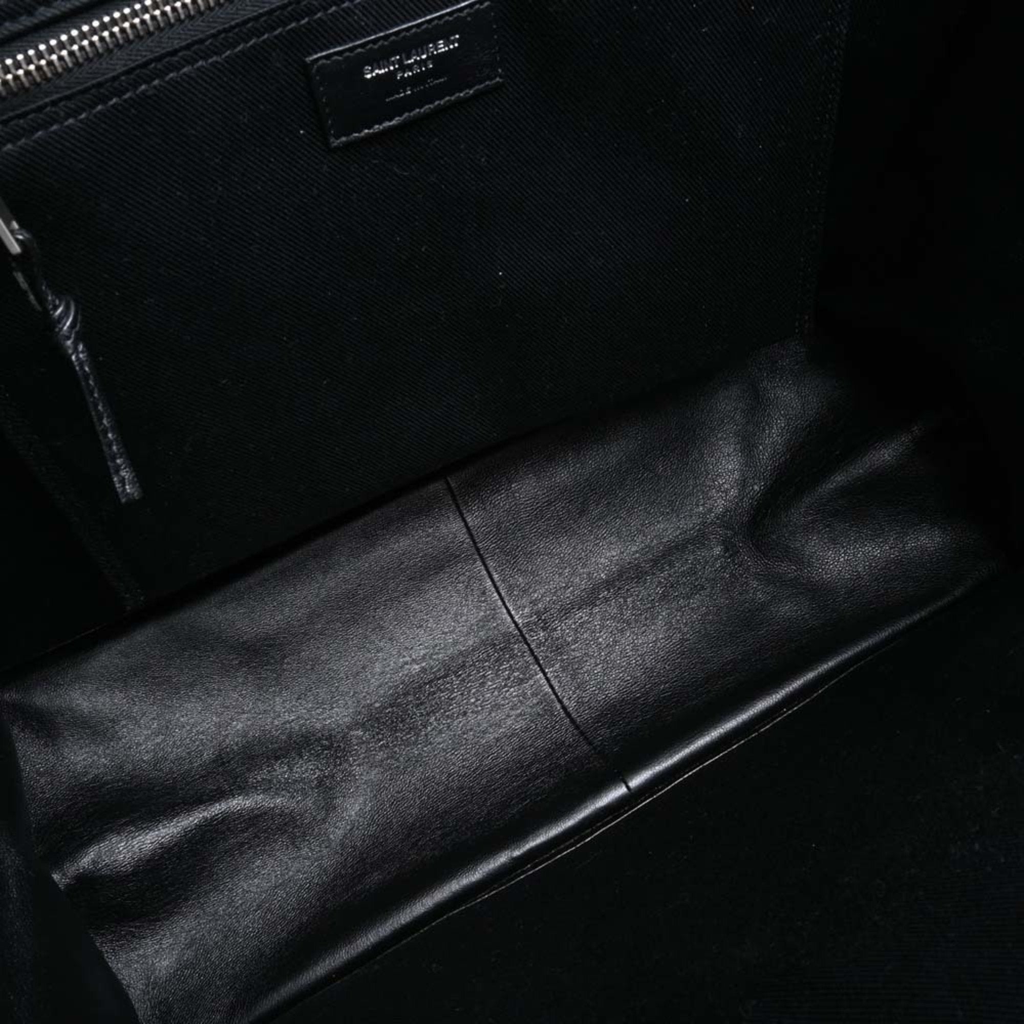 SAINT LAURENT Leather Rive Gauche Small Tote Bag 686266 Black Ladies