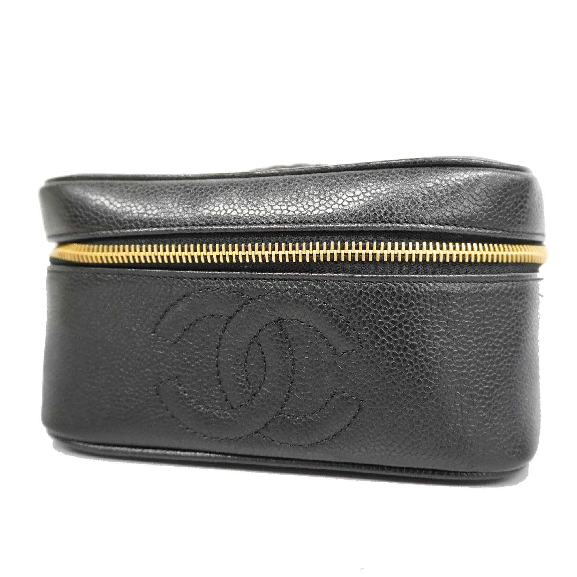 CHANELAuth  Vanity Bag Women's Caviar Leather Vanity Bag Black