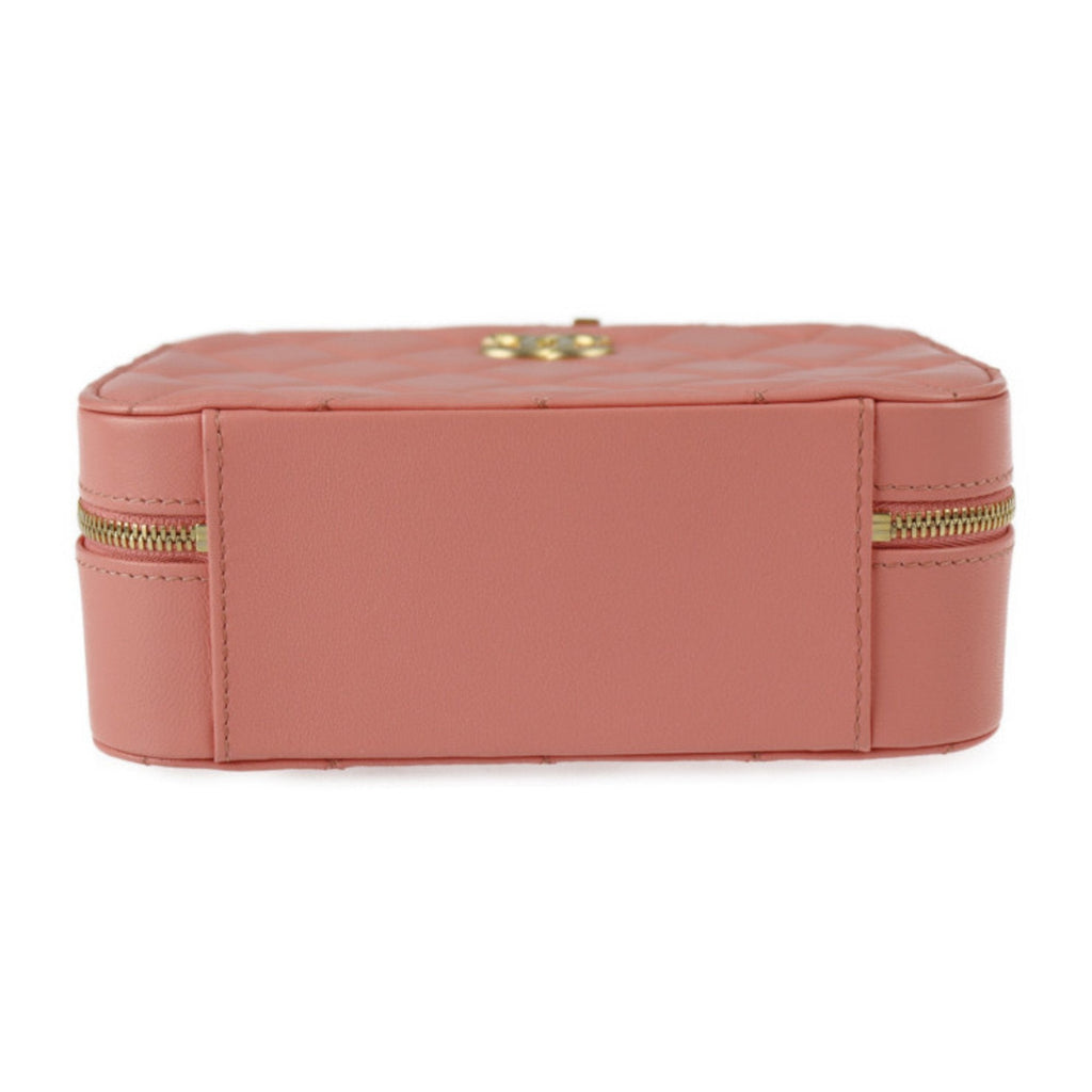 CHANEL Small Vanity Shoulder Bag AS3318 Leather Pink Series Gold Metal Fittings Top Handle Case Matrasse Coco Mark Chain 2WAY Handbag Round Fastener
