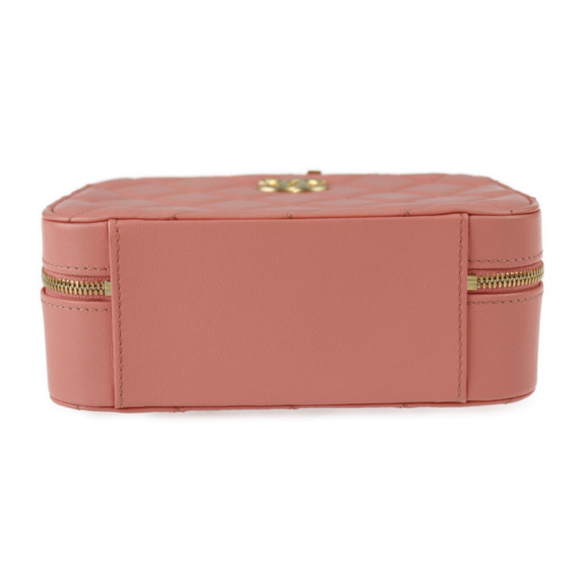 CHANEL Small Vanity Shoulder Bag AS3318 Leather Pink Series Gold Metal Fittings Top Handle Case Matrasse Coco Mark Chain 2WAY Handbag Round Fastener