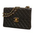 CHANEL  Big Matelasse W Chain Women's Leather Shoulder Bag Black