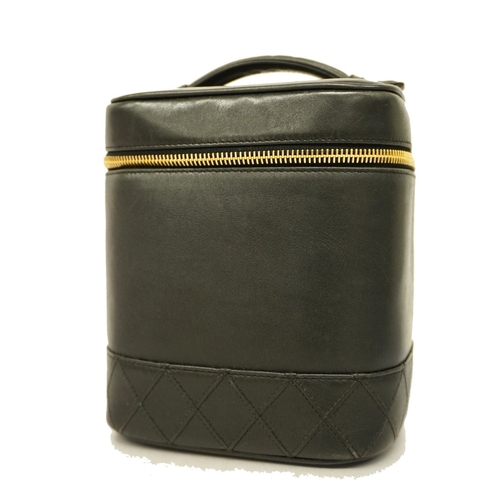 CHANELAuth  Bicolor Vanity Bag Women's Leather Vanity Bag Black